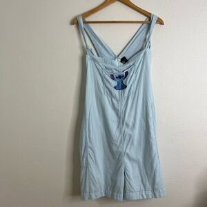 Disney Light Blue Stitch Embroidered Jumpsuit Romper